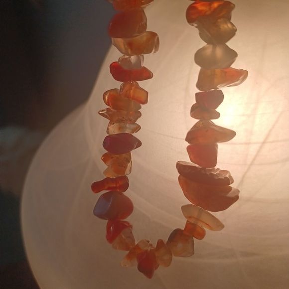 Real agate necklace, lightly polished stones, amber colouring - Picture 12 of 13